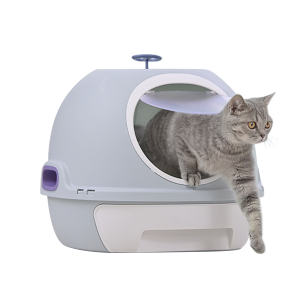 Yes4pets Hooded Cat Toilet Litter Box Tray House With Drawer & Scoop Blue Litter Trays