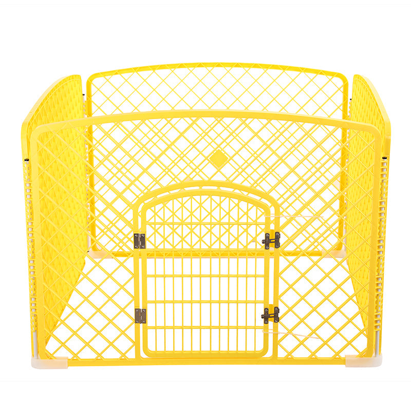 Yes4pets Panel Plastic Pet Pen Foldable Fence Dog Enclosure With Gate Yellow Baby Playpens