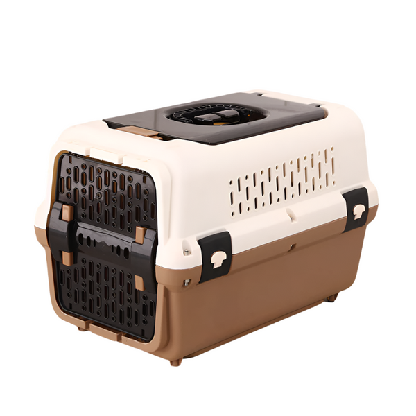 Yes4pets Large Dog Cat Crate Pet Rabbit Carrier Travel Cage With Tray & Brown Small Animal Supplies