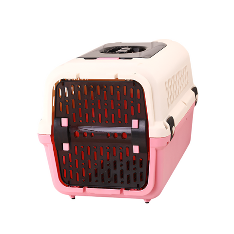 Yes4pets Large Dog Cat Crate Pet Rabbit Carrier Travel Cage With Tray & Pink Small Animal Supplies