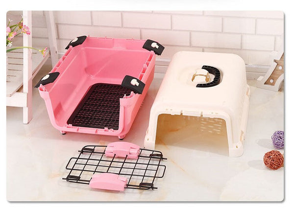 Yes4pets Medium Portable Plastic Dog Cat Pet Pets Carrier Travel Cage With Tray-Pink
