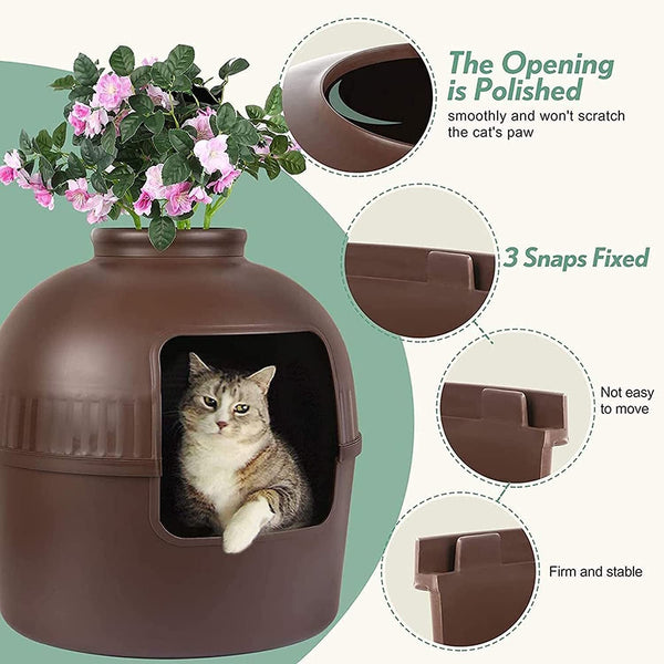 Yes4pets Multifunctional Cat Litter Box Pet House Semi-Enclosed Brown