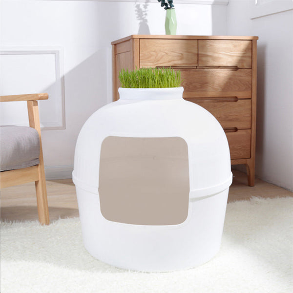Yes4pets Multifunctional Cat Litter Box Pet House Semi-Enclosed White