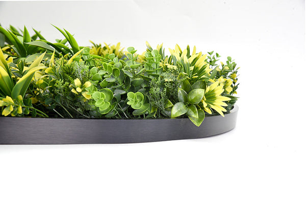 Artificial Green Wall Plant Panel Disc Garden Flower 100Cm Grassy Uv Resistant-Fireworks Black Frame