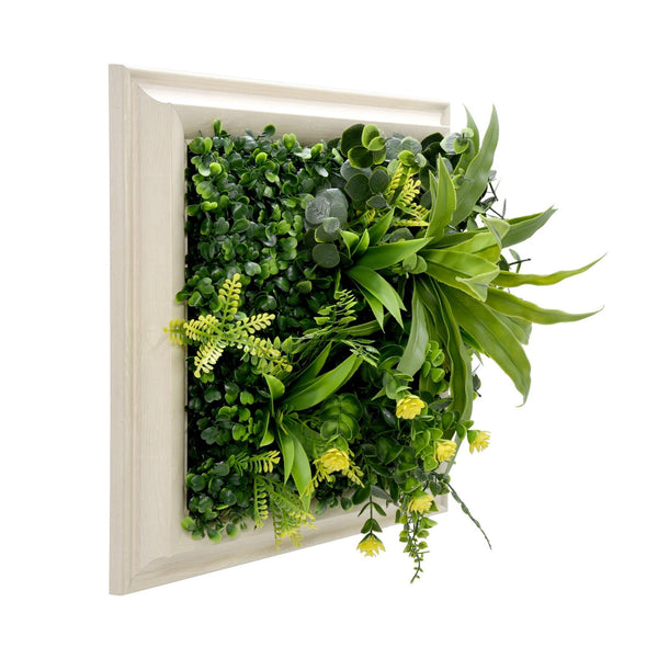 3D Green Artificial Plants Wall Panel Flower With Frame Vertical Garden Uv Resistant 33X33cm Flourishing Spring