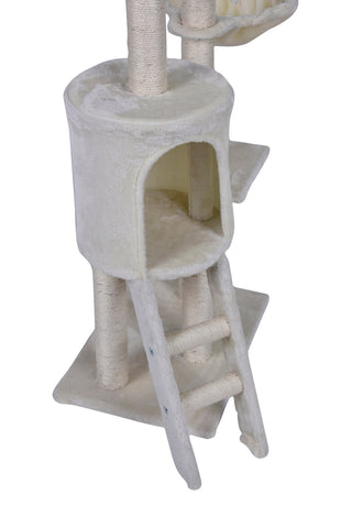 138Cm Cat Scratching Post Tree House Tower With Ladder-Beige