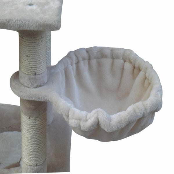 Yes4pets 140 Cm Cat Scratching Post Tree W Ladder & Hammock Beige Furniture & Scratchers