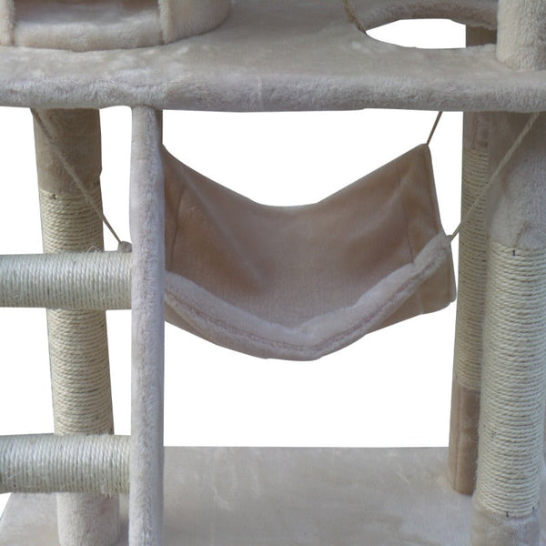 Yes4pets 140 Cm Cat Scratching Post Tree W Ladder & Hammock Beige Furniture & Scratchers
