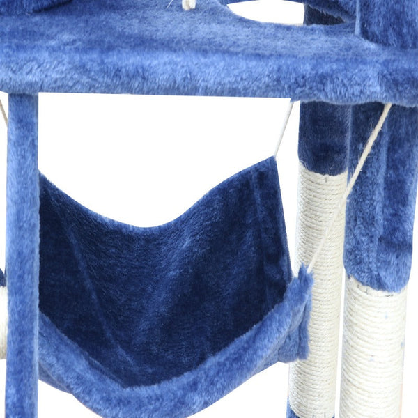 Yes4pets 140 Cm Cat Kitten Scratching Post Tree W Ladder & Hammock Blue Furniture & Scratchers