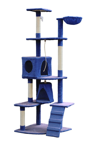 193Cm Cat Scratching Tree Post Sisal Pole Scratcher Tower Condo Blue