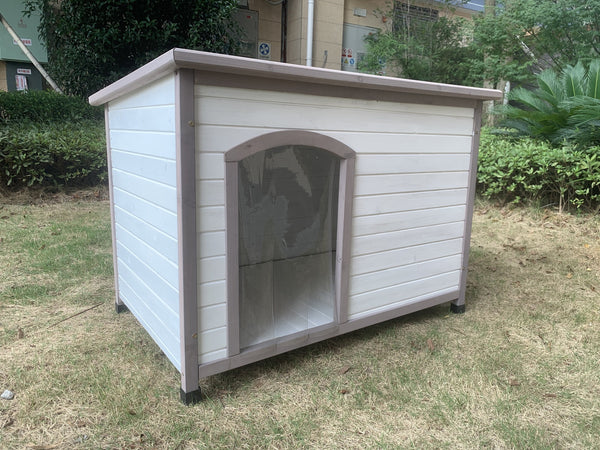 Yes4pets Xl Timber Pet Dog Kennel House Puppy Wooden Cabin With Stripe White