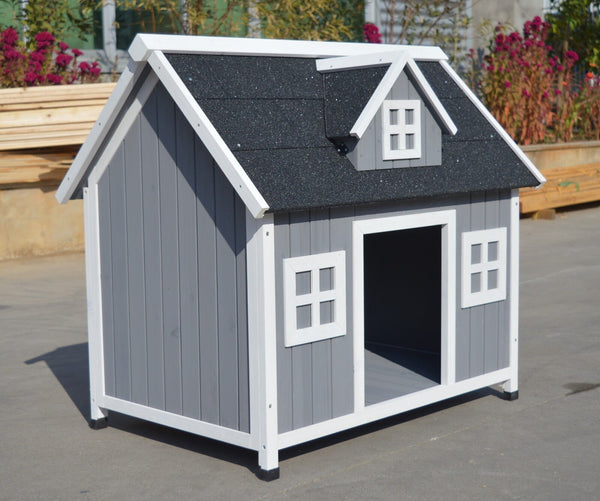 Yes4pets Grey Large Timber Pet Dog Puppy Cabin Kennel House Dog Kennels