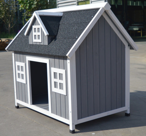 Yes4pets Grey Large Timber Pet Dog Puppy Cabin Kennel House Dog Kennels