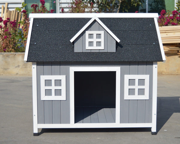 Yes4pets Grey Large Timber Pet Dog Puppy Cabin Kennel House Dog Kennels