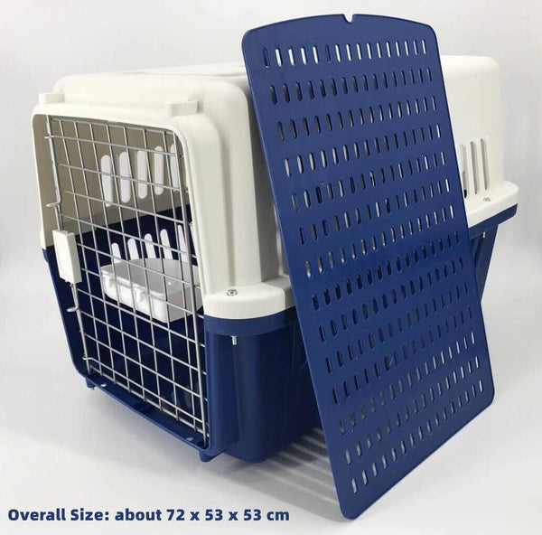 Xl Dog Puppy Cat Crate Pet Rabbit Parrot Airline Carrier Cage W Bowl & Tray 72X53x53cm Pet Transport