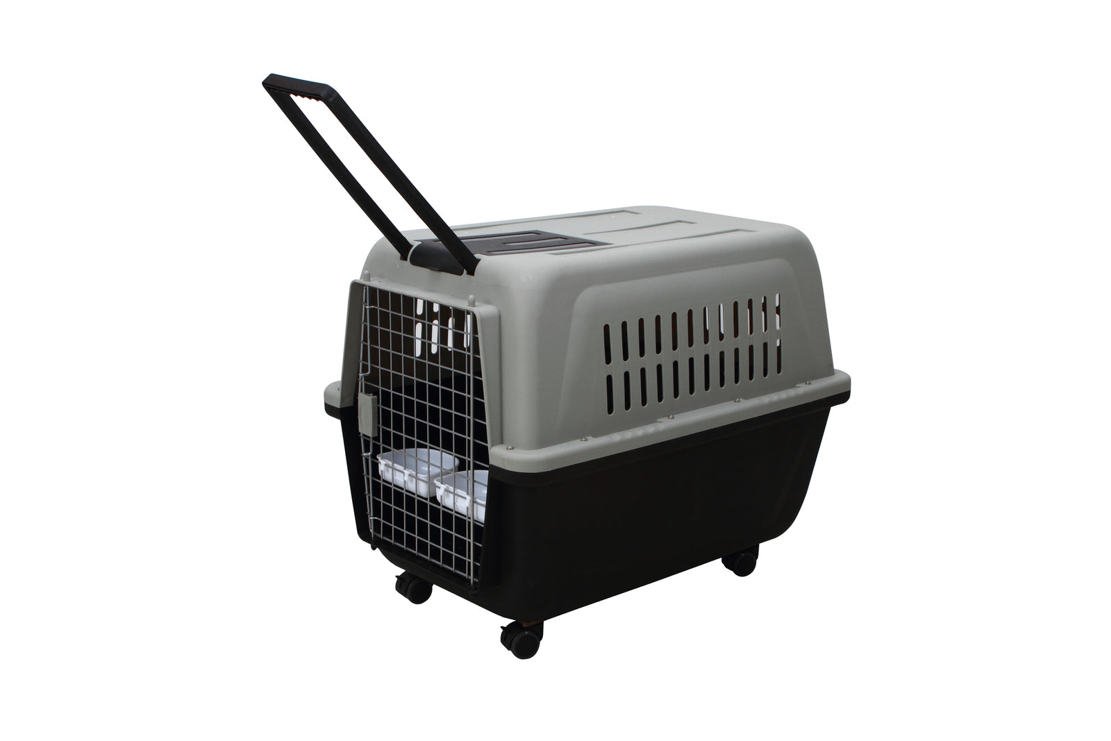 Yes4pets Large Plastic Kennels Pet Carrier Dog Cat Cage Crate With Handle And Wheel Black Dog Kennels