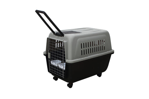 Yes4pets Large Plastic Kennels Pet Carrier Dog Cat Cage Crate With Handle And Wheel Black Dog Kennels