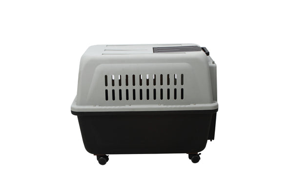 Yes4pets Large Plastic Kennels Pet Carrier Dog Cat Cage Crate With Handle And Wheel Black Dog Kennels
