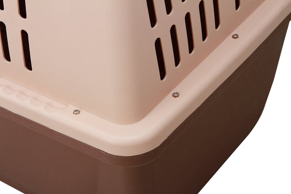 Yes4pets Large Plastic Kennels Pet Carrier Dog Cat Cage Crate With Handle And Wheel Brown Dog Kennels
