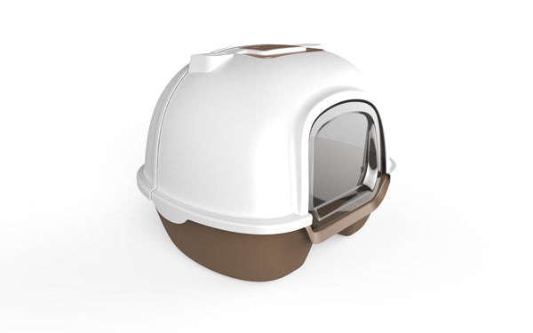 Yes4pets Cat Toilet Litter Box Portable Hooded Tray House With Handle And Scoop Brown Litter Trays