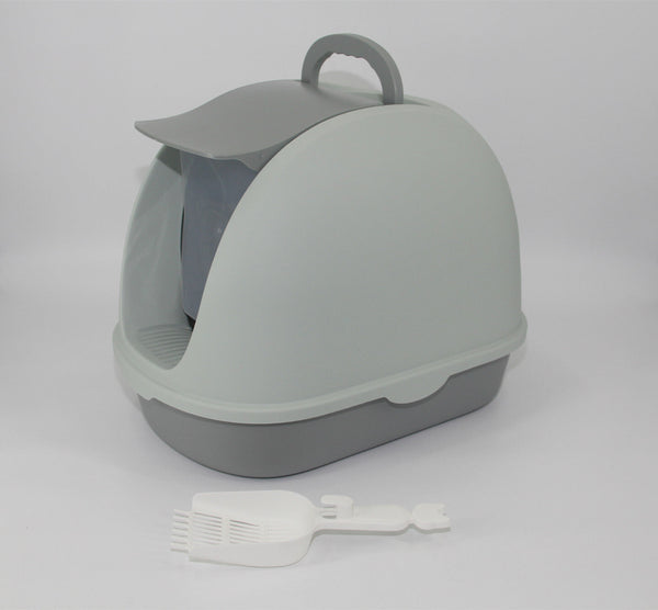 Yes4pets Portable Hooded Cat Toilet Litter Box Tray House With Scoop And Grid Grey