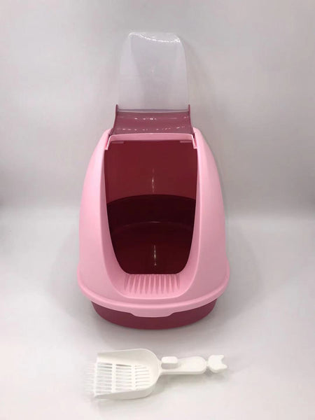 Yes4pets Portable Hooded Cat Toilet Litter Box Tray House With Handle And Scoop Pink