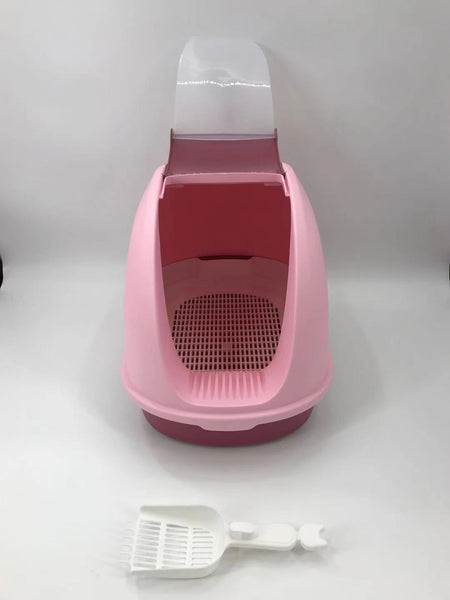 Yes4pets Portable Hooded Cat Toilet Litter Box Tray House With Scoop And Grid Pink