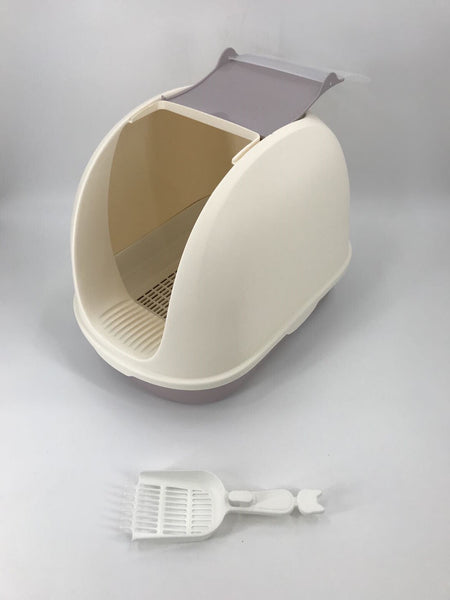 Yes4pets Portable Hooded Cat Toilet Litter Box Tray House With Scoop And Grid White