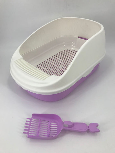 Yes4pets Large Portable Cat Toilet Litter Box Tray With Scoop And Grid Purple Litter Trays