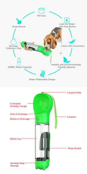 Yes4pets In 1 Portable Pet Dog Puppy Cat Drinking Mug Water Feeder Bottle Valve Travel Green Dishes Feeders & Fountains