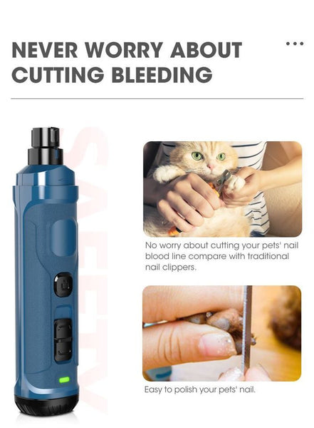 Electric Pet Dog Cat Quiet Nail Grinder Clipper Cutter Grooming Trimmer
