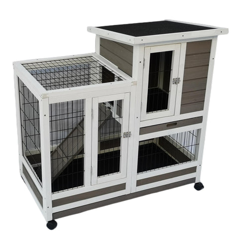 Yes4pets Rabbit Hutch Cat House Cage Guinea Pig Ferret With Wheels