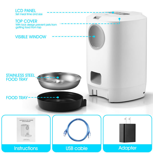 Yes4pets 4.5L Visible Automatic Digital Pet Dog Cat Feeder Food Bowl Dispenser Dog Automatic Feeders