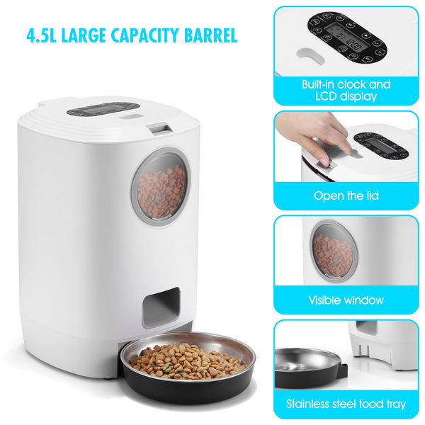 Yes4pets 4.5L Visible Automatic Digital Pet Dog Cat Feeder Food Bowl Dispenser Dog Automatic Feeders