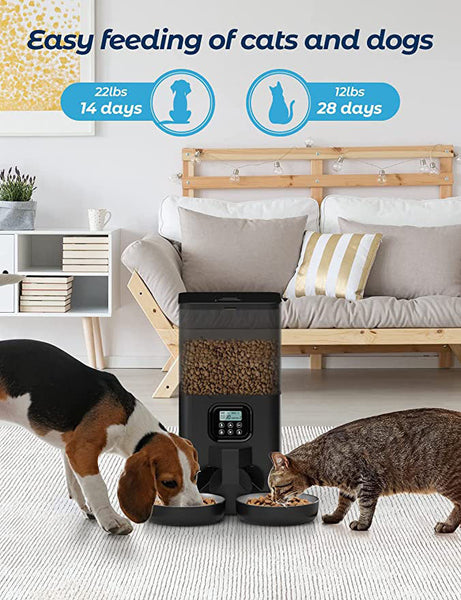 Yes4pets 6L Automatic Digital Pet Dog Cat Feeder Double Food Bowl Dispenser