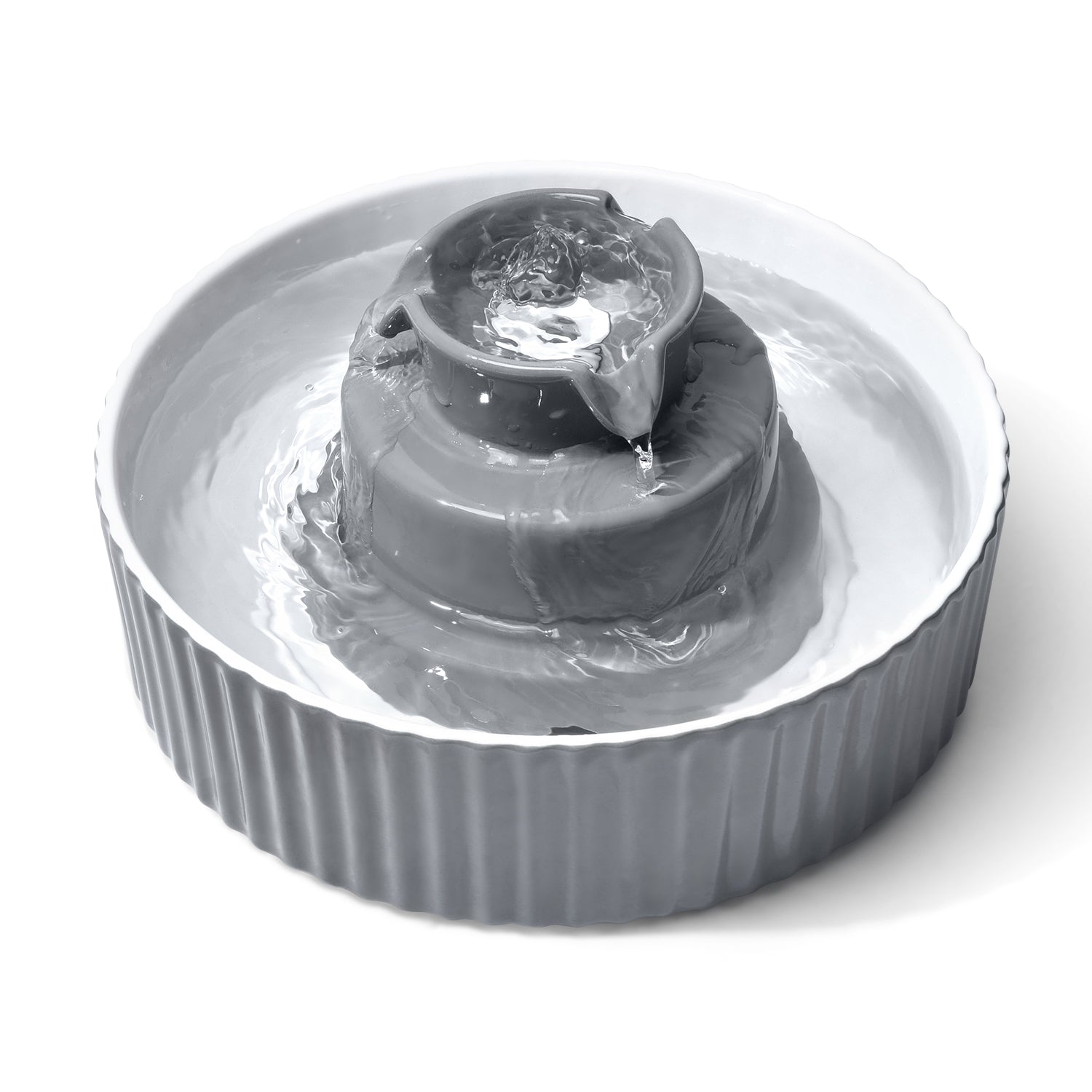 Yes4pets Grey Ceramic Electric Pet Water Fountain Dog Cat Feeder Bowl Dispenser Dog Fountains