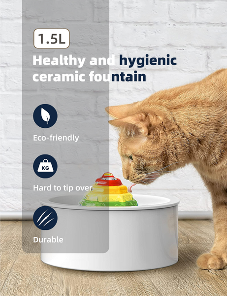 Ceramic Electric Pet Water Fountain Dog Cat Feeder Bowl Dispenser Dog Automatic Feeders