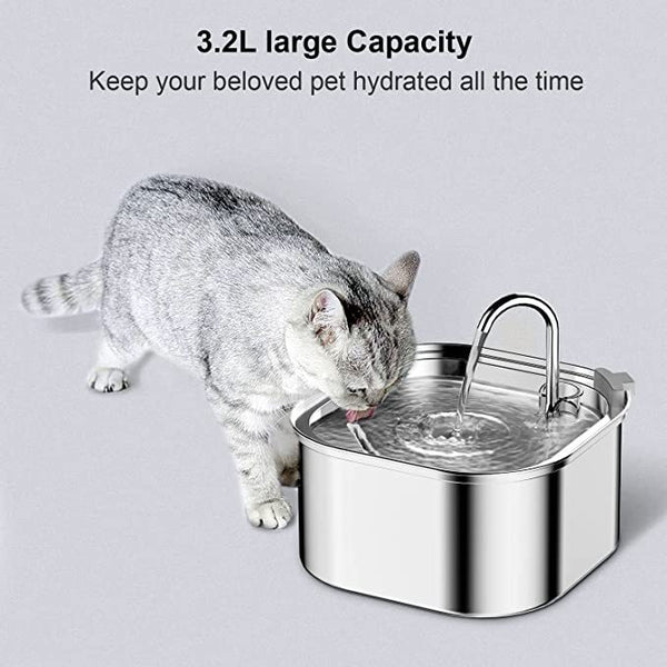 3.2L Automatic Electric Pet Water Fountain Dog Cat Stainless Steel Feeder Bowl Dispenser Dog Automatic Feeders