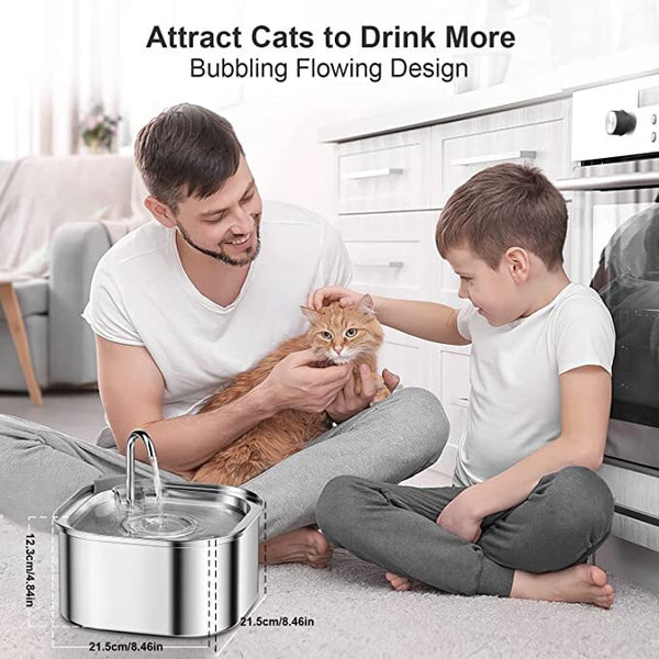 3.2L Automatic Electric Pet Water Fountain Dog Cat Stainless Steel Feeder Bowl Dispenser