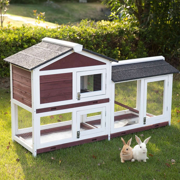 Yes4pets Double Storey Large Rabbit Hutch Guinea Pig Cat Cage , Ferret With Pull Out Tray