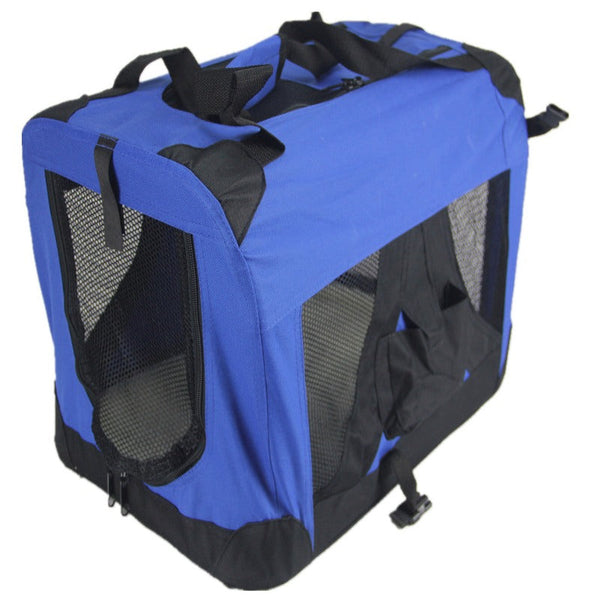 Yes4pets Small Portable Foldable Dog Cat Puppy Soft Crate Cage Blue Small Animal Supplies