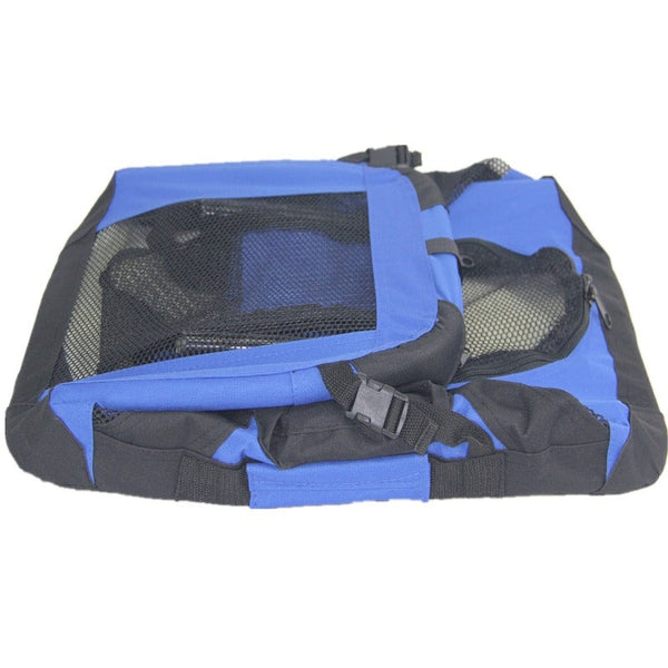 Yes4pets Small Portable Foldable Dog Cat Puppy Soft Crate Cage Blue Small Animal Supplies