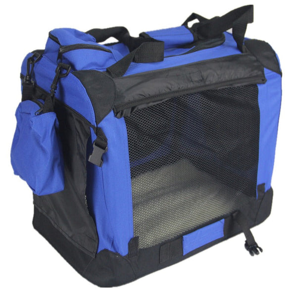 Yes4pets Small Foldable Pet Soft Dog Cat Puppy Rabbit Crate Bag With Curtain 50Cm X 35Cm Blue Small Animal Supplies