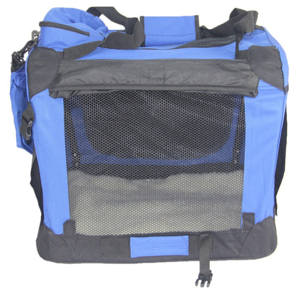 Yes4pets Small Foldable Pet Soft Dog Cat Puppy Rabbit Crate Bag With Curtain 50Cm X 35Cm Blue Small Animal Supplies