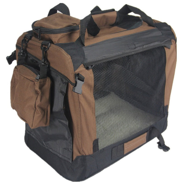 Yes4pets Small Foldable Soft Dog Cat Puppy Rabbit Crate Bag With Curtain About 50Cm X 35Cm Brown Small Animal Supplies