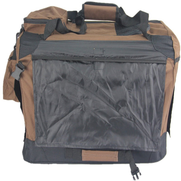 Yes4pets Small Foldable Soft Dog Cat Puppy Rabbit Crate Bag With Curtain About 50Cm X 35Cm Brown Small Animal Supplies