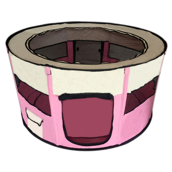 Yes4pets Large Round Portable Soft Playpen Dog Cat Rabbit Puppy Playpen Pink Fences & Pens