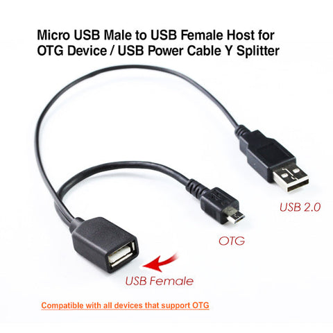Micro Usb Male To Female Host For Device / Power Cable Y Splitter