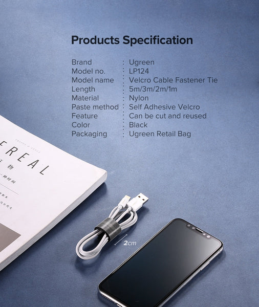 Ugreen 40356 Cable Organizer 5M (Black) Cable Ties & Organisers