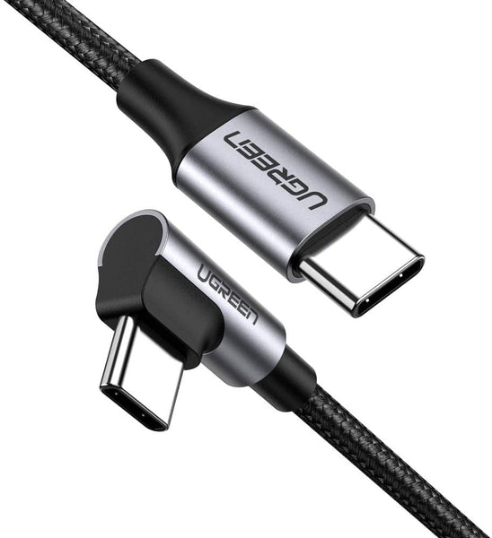 Usb C To Angled Usb2.0 C Round Cable M/M Aluminum Shell Nickel Plating 1M (Gray Black) 50123 Usb Cables Hubs & Adapters